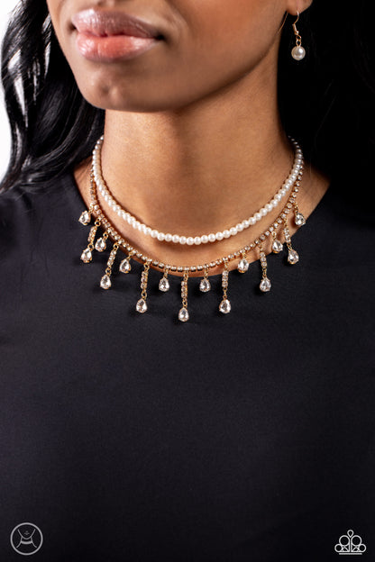 Lessons in Luxury - Gold Layered Pearl Choker - Paparazzi Accessories