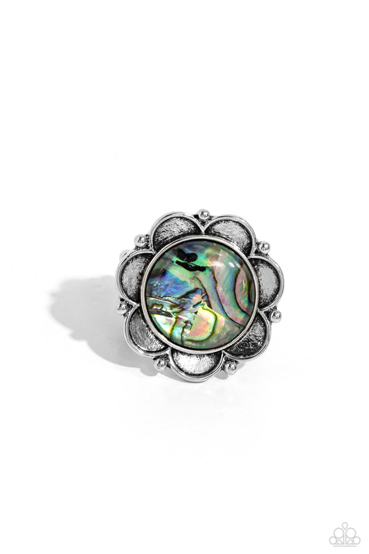 Artistic Accomplishment - Blue - Faux Abalone Shell Ring - Paparazzi Accessories