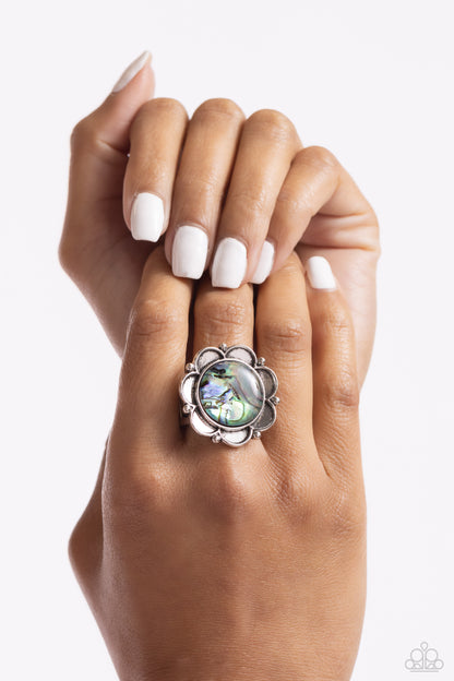 Artistic Accomplishment - Blue - Faux Abalone Shell Ring - Paparazzi Accessories