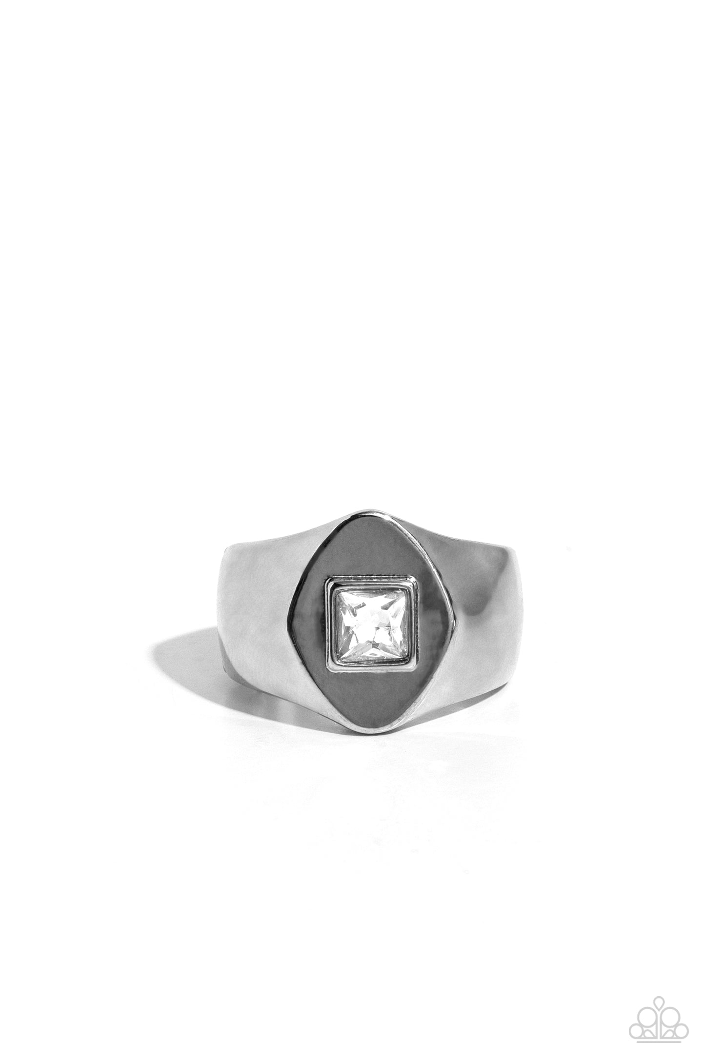 Glistening Gamble - Silver Urban Ring - Paparazzi Accessories