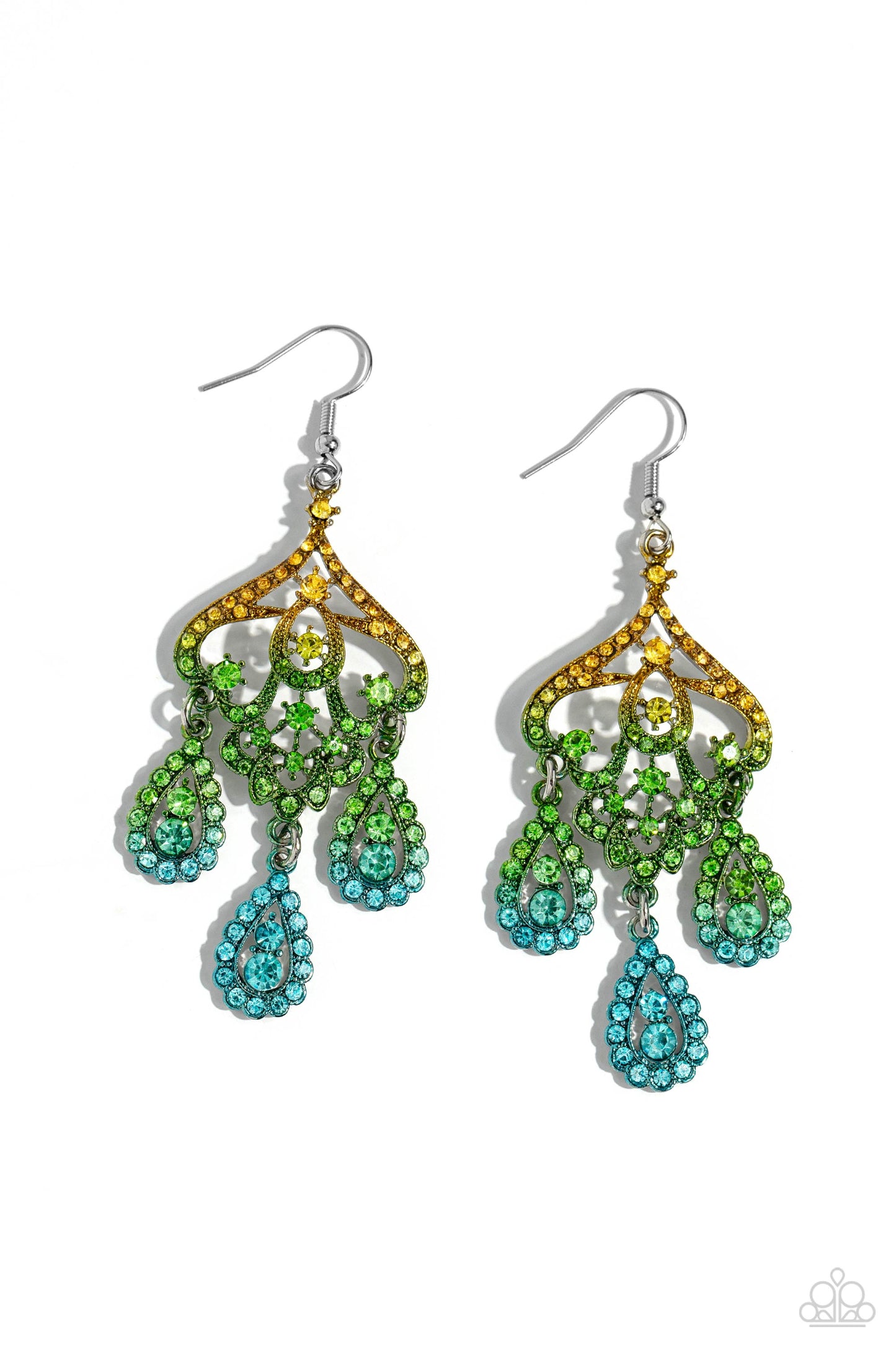 Chandelier Command - Multi Rhinestone Earrings - Paparazzi Accessories