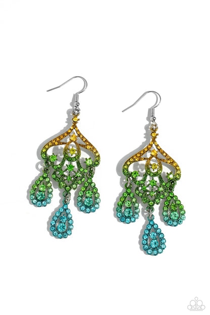 Chandelier Command - Multi Rhinestone Earrings - Paparazzi Accessories