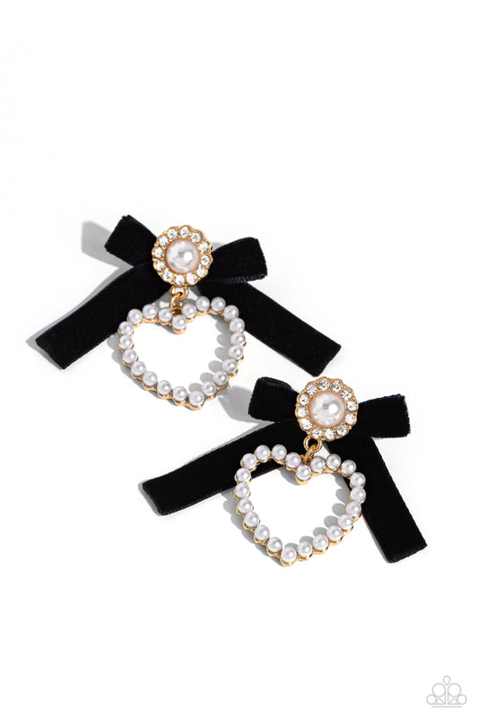 BOW and Then - Gold Post Earring - Paparazzi Accessories