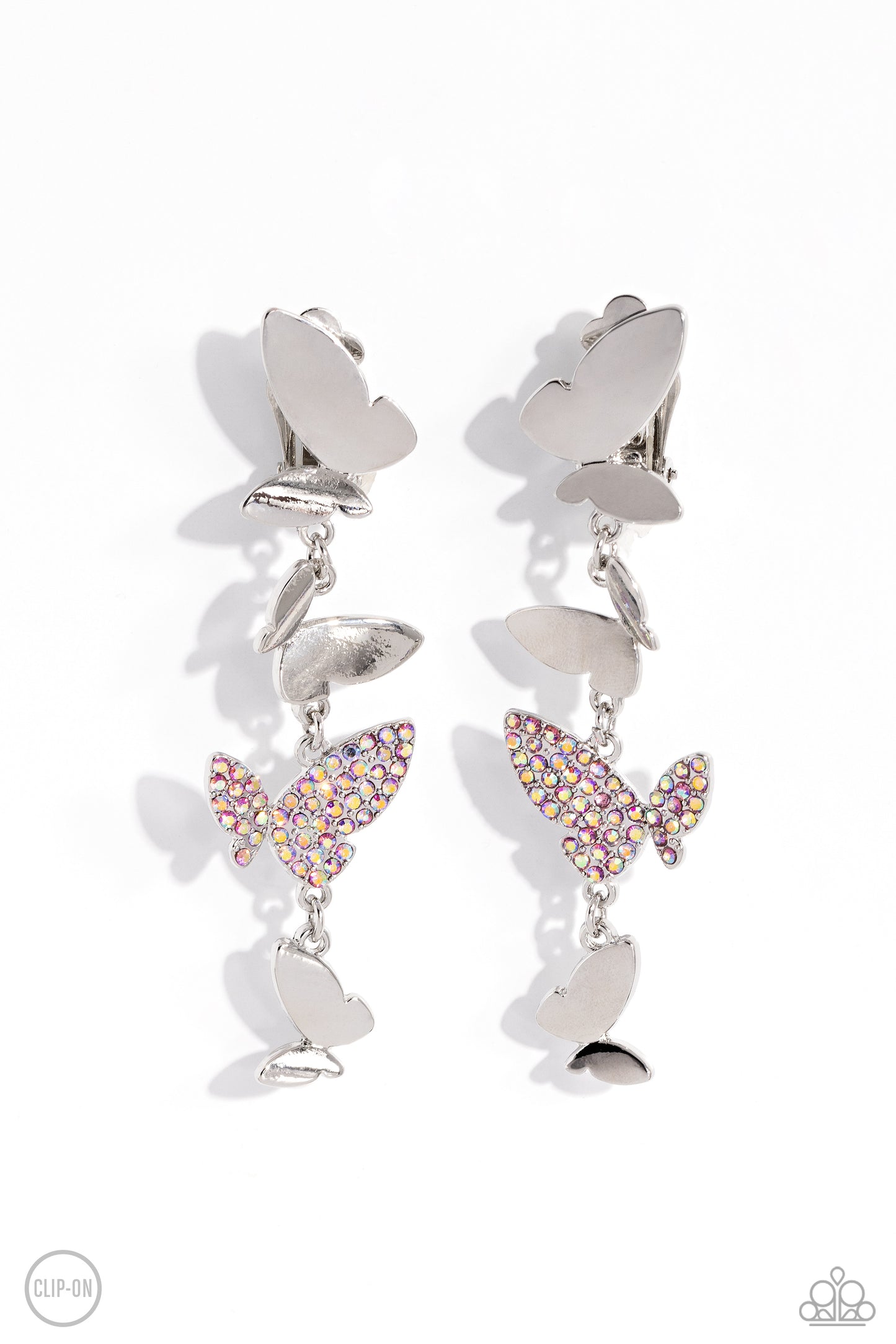 Flying Flashy - Pink Butterfly Clip-on Earrings - Paparazzi Accessories