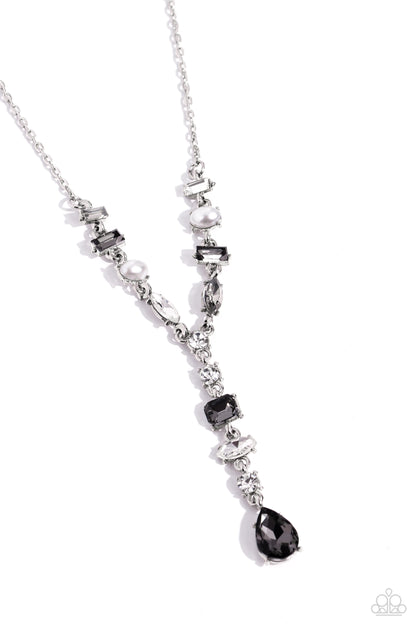 Dreamy Dowry - Silver - Smoky Rhinestone & Pearl Necklace - Paparazzi Accessories