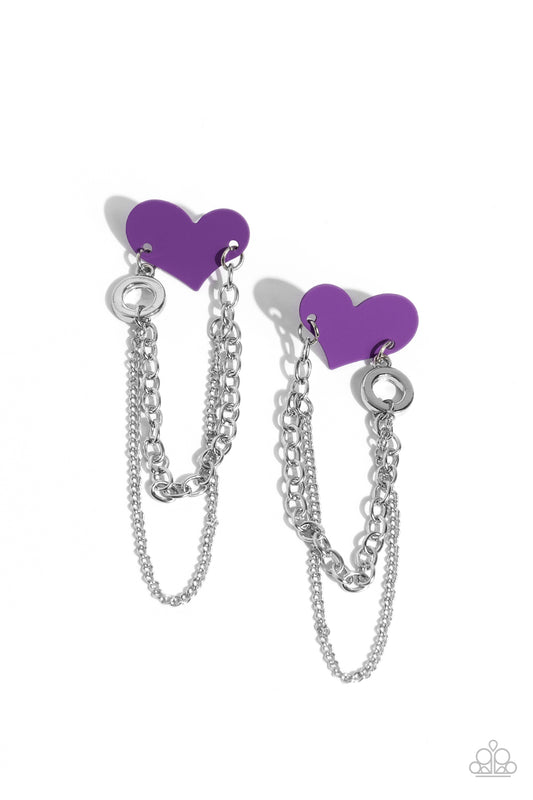 Altered Affection - Purple Heart Post Earrings - Paparazzi Accessories