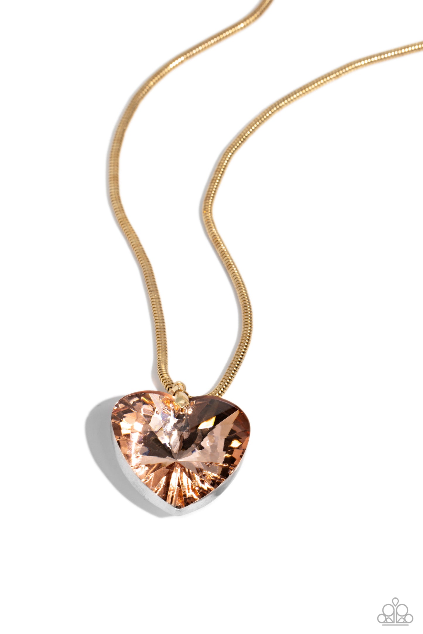 Parting is Such Sweet Sorrow - Gold Heart Rhinestone Necklace - Paparazzi Accessories