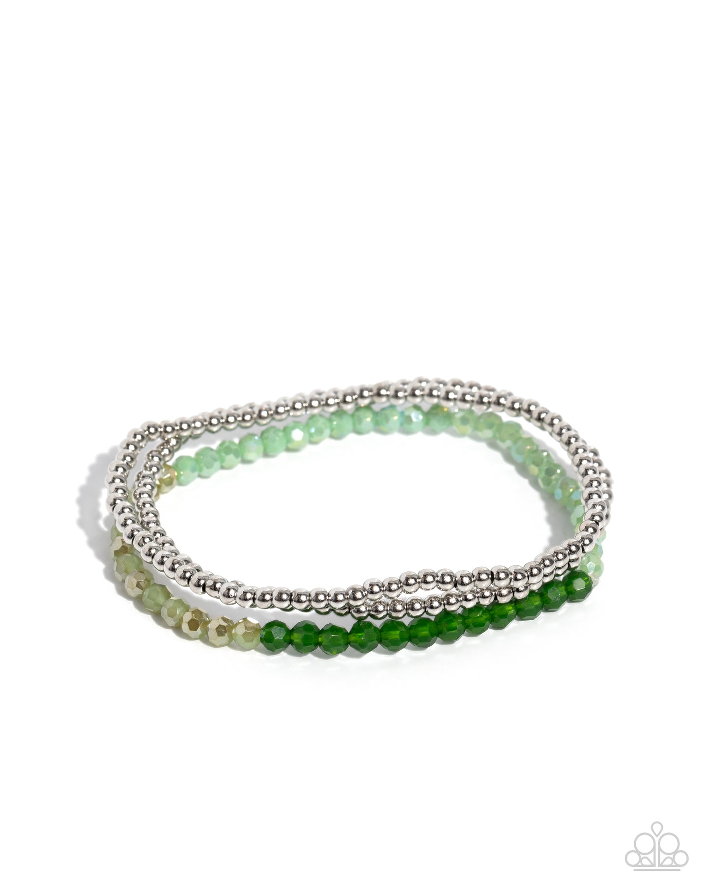 Backstage Beading - Green Faceted Bead Stretchy Bracelets - Paparazzi Accessories