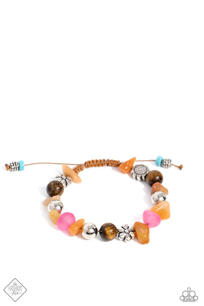 Garden Party Pattern - Orange Stone Tiger's Eye Bead Bracelet - Paparazzi Accessories