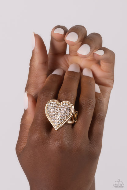 Sweet Serendipity - Gold Heart Ring - Paparazzi Accessories