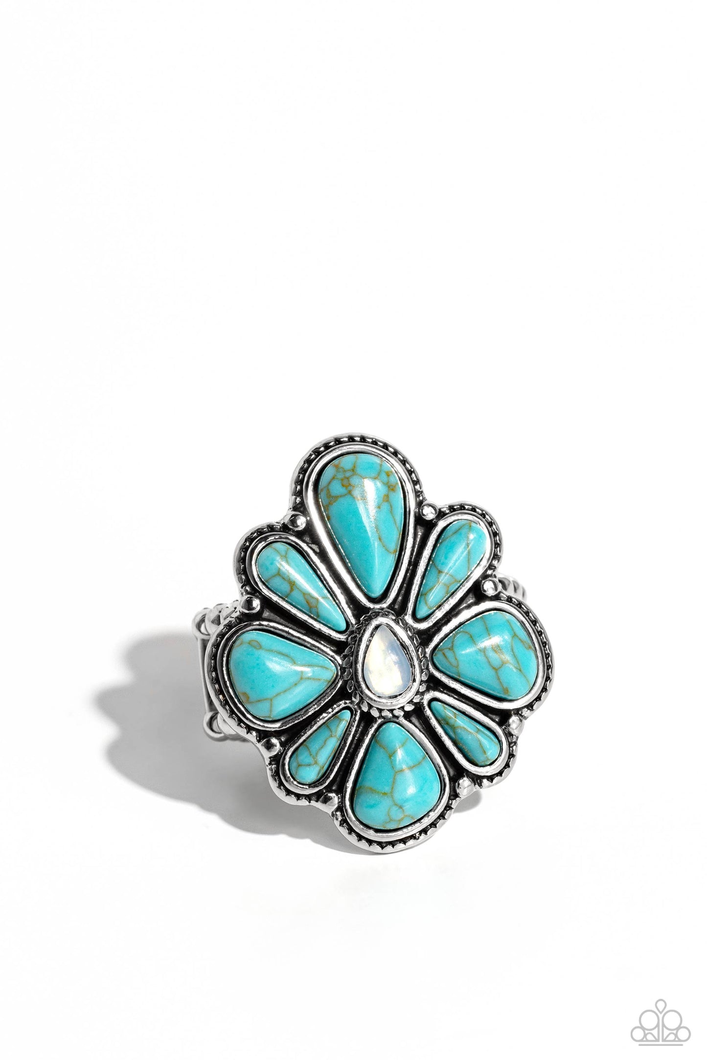 Floral Folklore - Blue Crackle Stone Ring - Paparazzi Accessories