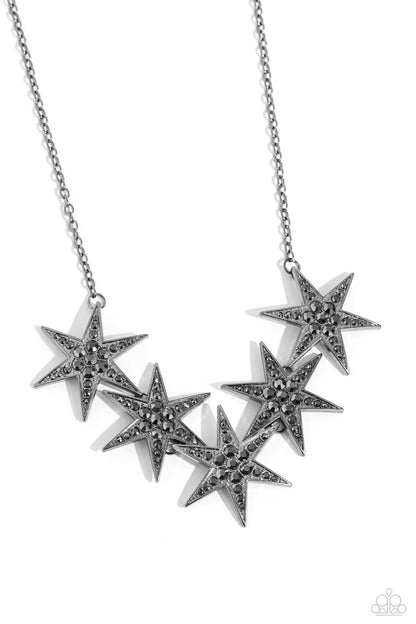 Rockstar Ready - Black Gunmetal Necklace - Paparazzi Accessories