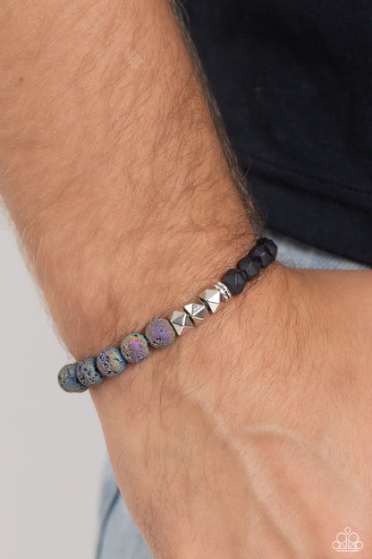 Defaced Deed - Multi Lava Stretchy Bracelet - Paparazzi Accessories