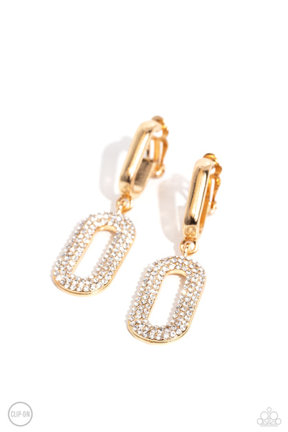 Linked Luxury - Gold Clip on Earrings - Paparazzi Accessories