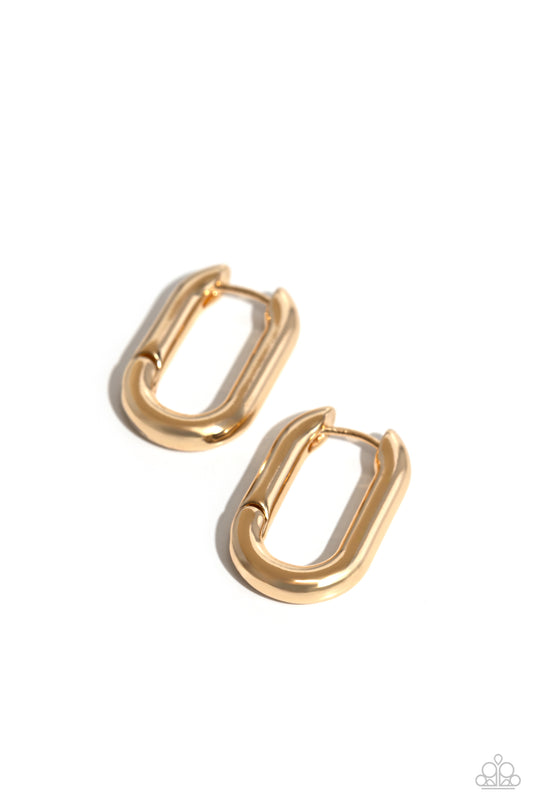 Candidate Curves - Gold Hinge Hoop Earrings - Paparazzi Accessories