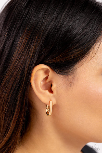 Candidate Curves - Gold Hinge Hoop Earrings - Paparazzi Accessories