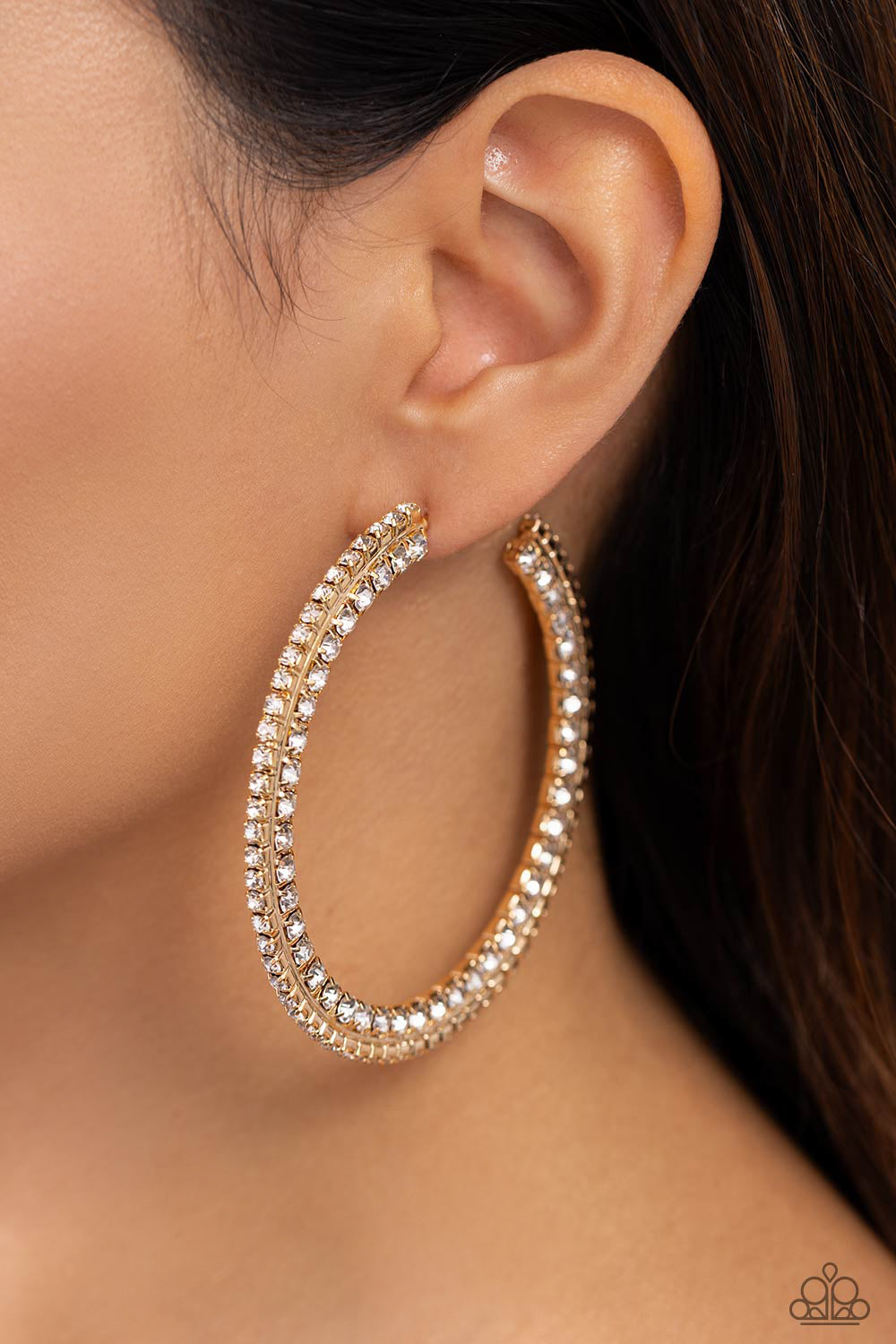 Scintillating Sass - Gold Hoop Earrings - Paparazzi Accessories