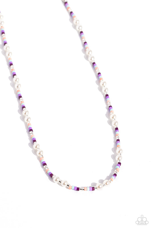 Colorblock Charm - Purple Seed Bead Necklace - Paparazzi Accessories