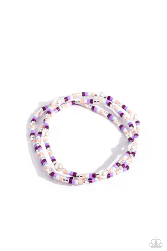 Colorblock Cache - Purple Seed Bead Stretchy Bracelets - Paparazzi Accessories