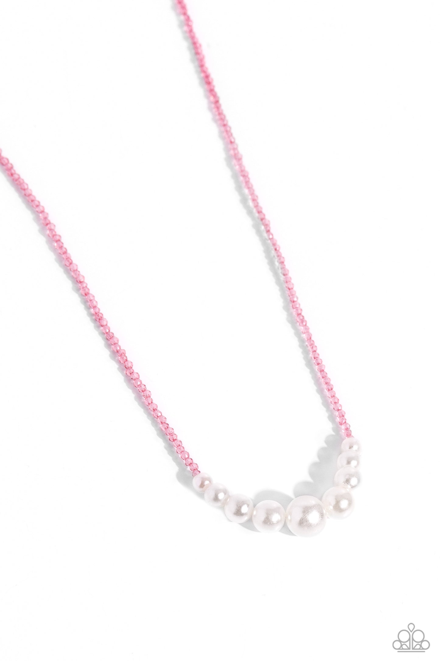 White Collar Whimsy - Pink Crystal Bead Pearl Necklace - Paparazzi Accessories