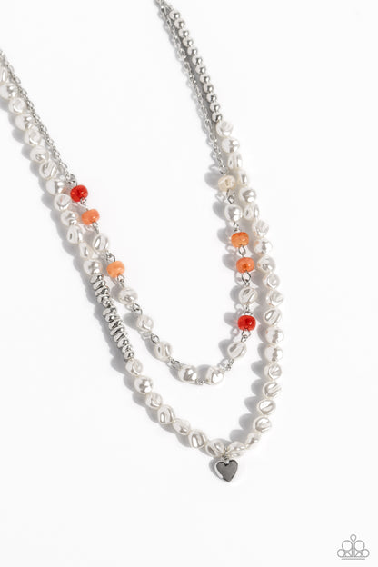 Pearl Pact - Orange Layered Necklace - Paparazzi Accessories