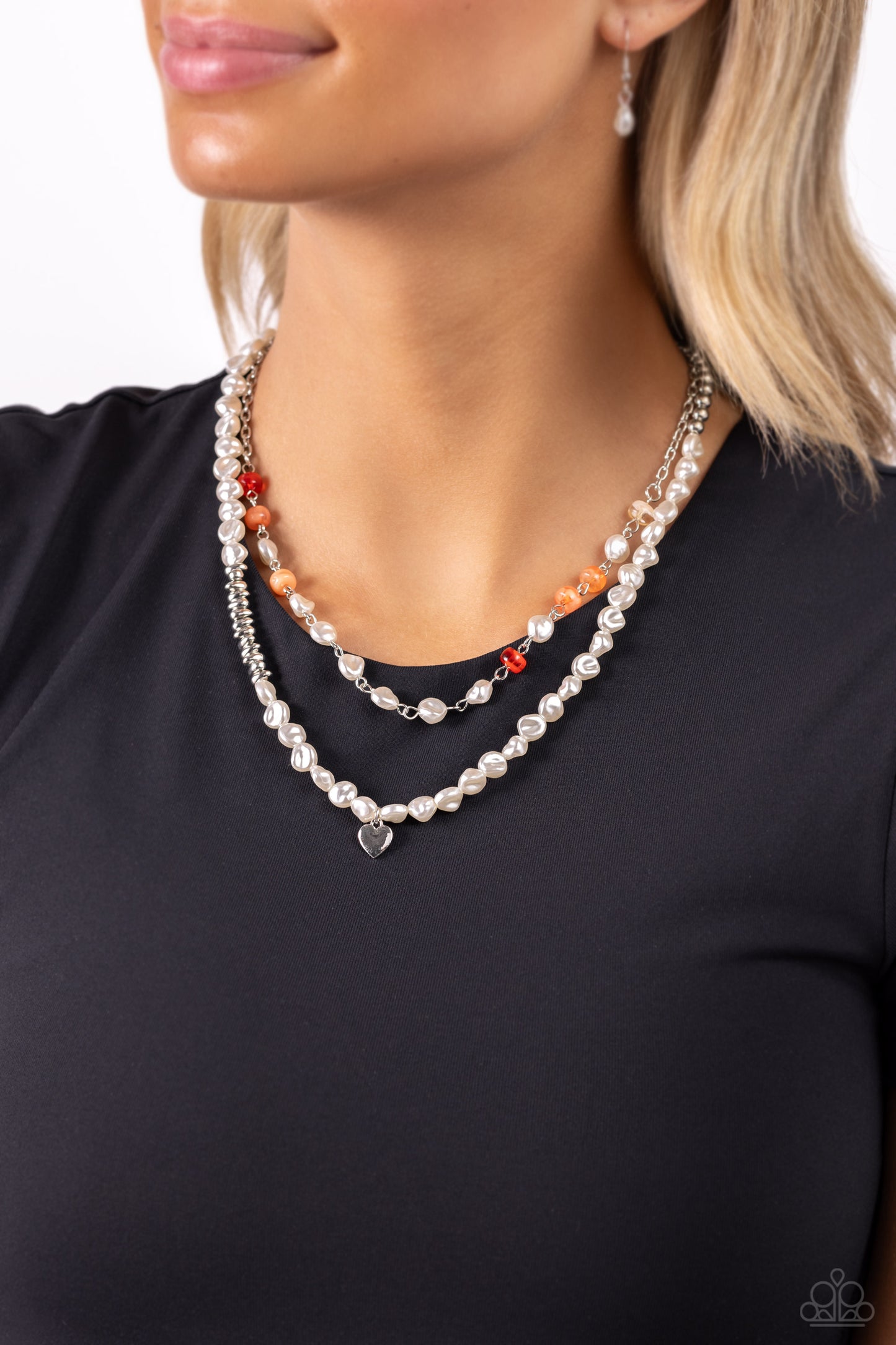 Pearl Pact - Orange Layered Necklace - Paparazzi Accessories