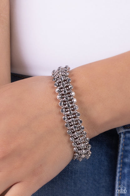 Corporate Confidence - Silver - Hematite Rhinestone Stretchy Bracelet - Paparazzi Accessories