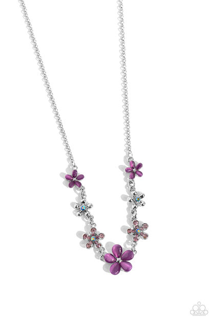 Spring Showcase - Purple Cat's Eye Flower Necklace - Paparazzi Accessories