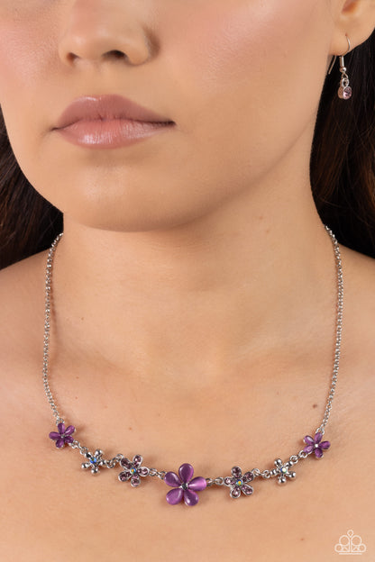 Spring Showcase - Purple Cat's Eye Flower Necklace - Paparazzi Accessories