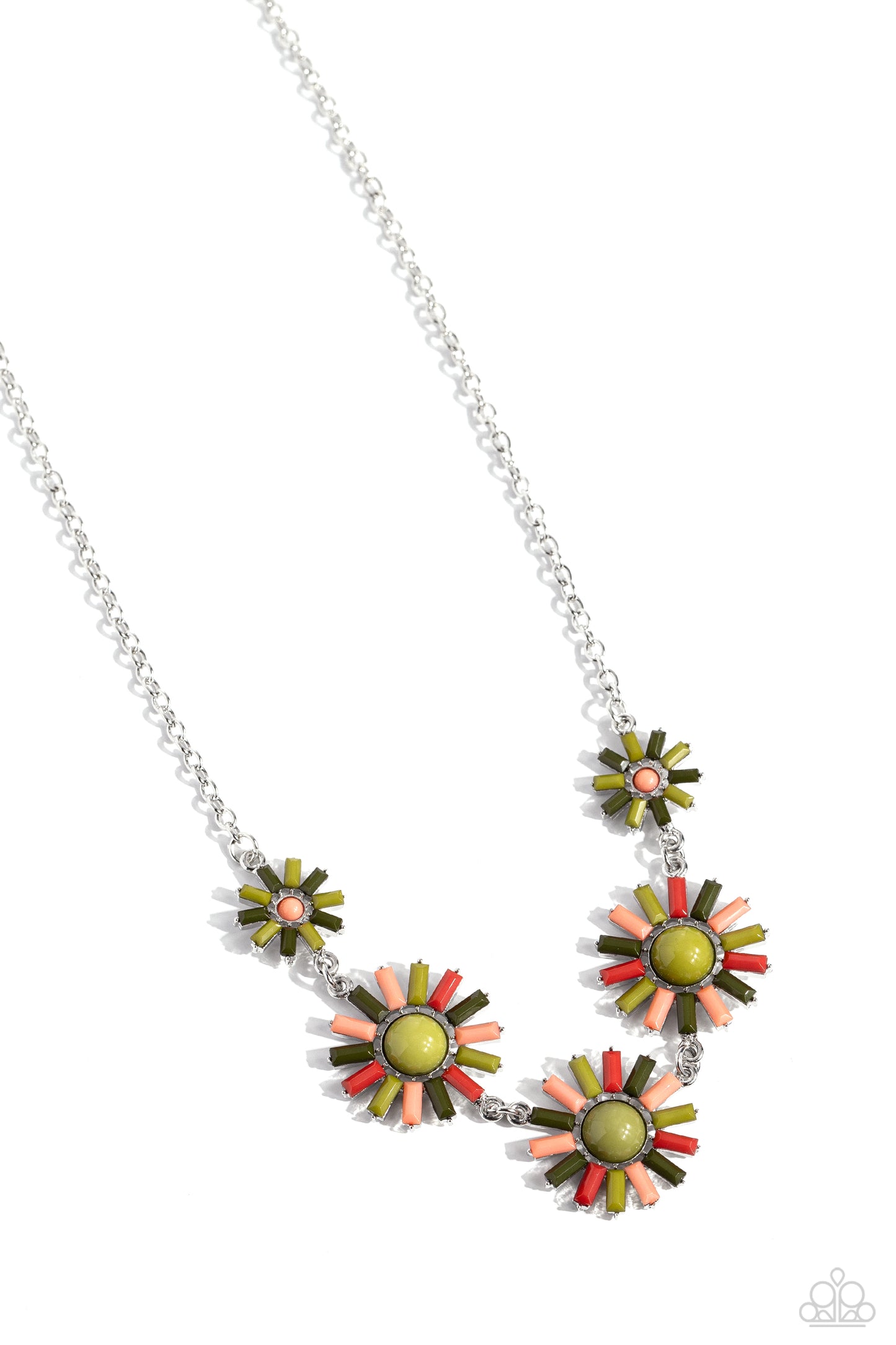 SUN and Fancy Free - Green Acrylic Necklace - Paparazzi Accessories