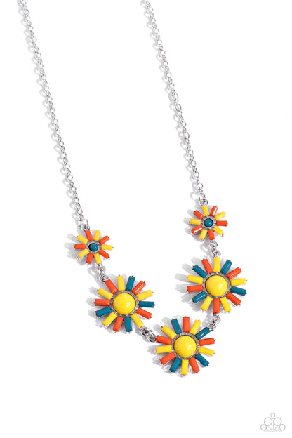 SUN and Fancy Free - Yellow Acrylic Flower Necklace - Paparazzi Accessories