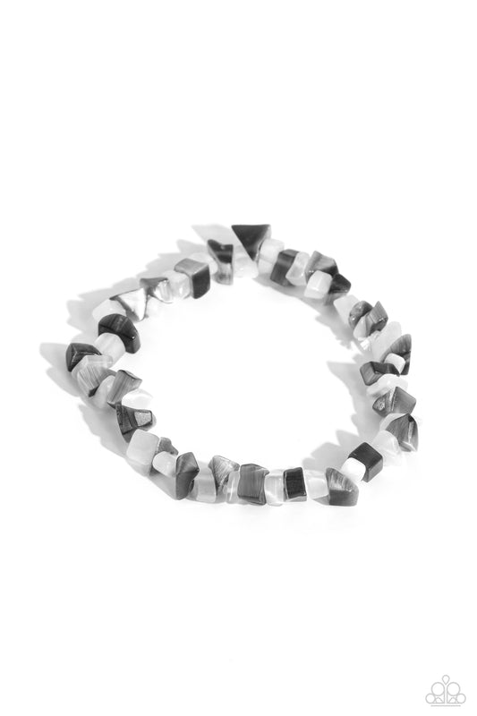 Chiseled Cameo - Silver Stone Stretchy Bracelet - Paparazzi Accessories