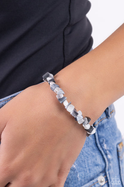 Chiseled Cameo - Silver Stone Stretchy Bracelet - Paparazzi Accessories