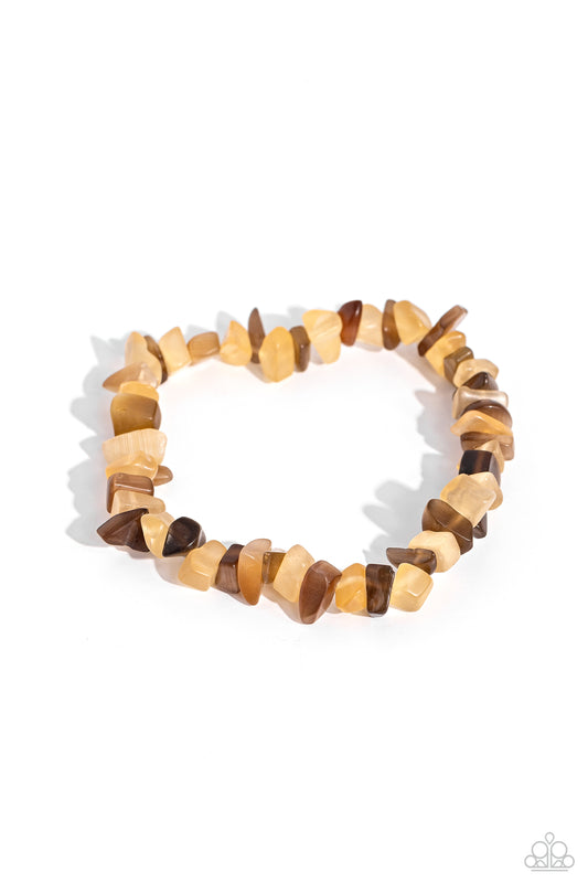 Chiseled Cameo - Brown Stone Stretchy Bracelet - Paparazzi Accessories