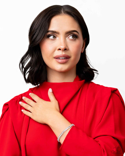 Marquise Masterpiece - White Rhinestone - Clasp Bracelet - Paparazzi Accessories