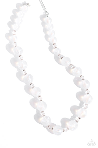 Timelessly Tantalizing - White Acrylic Bead Necklace - Paparazzi Accessories