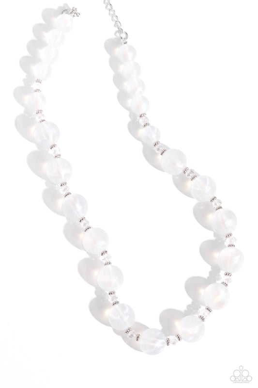 Timelessly Tantalizing - White Acrylic Bead Necklace - Paparazzi Accessories