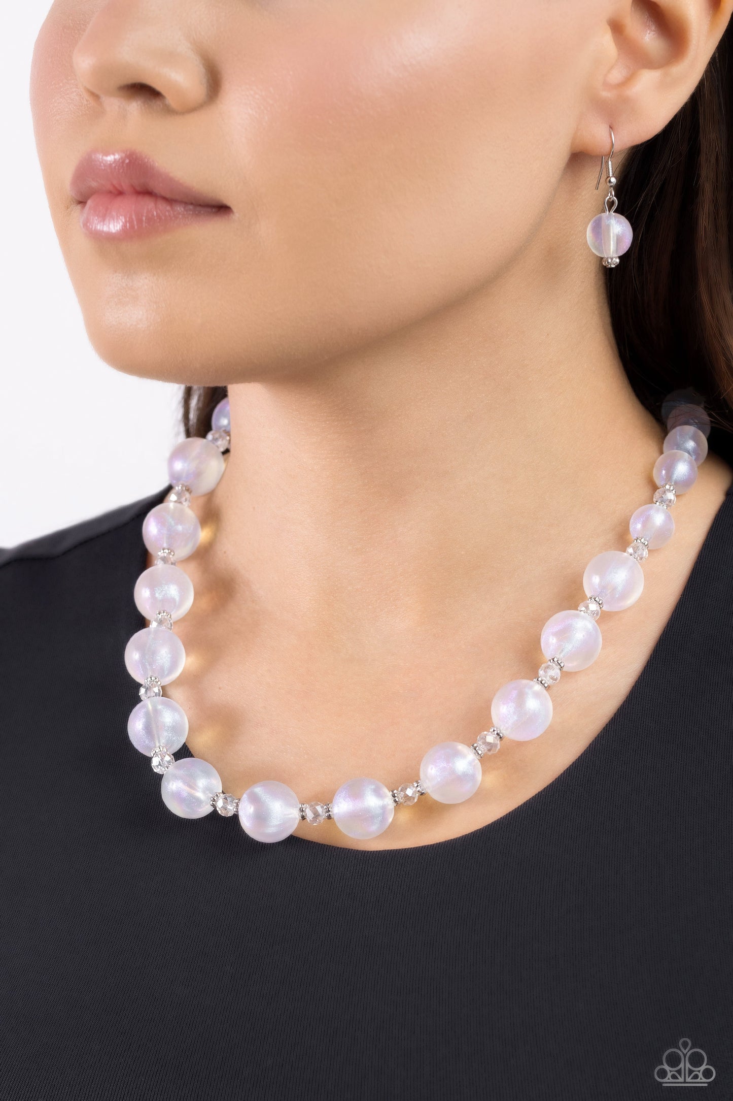 Timelessly Tantalizing - White Acrylic Bead Necklace - Paparazzi Accessories