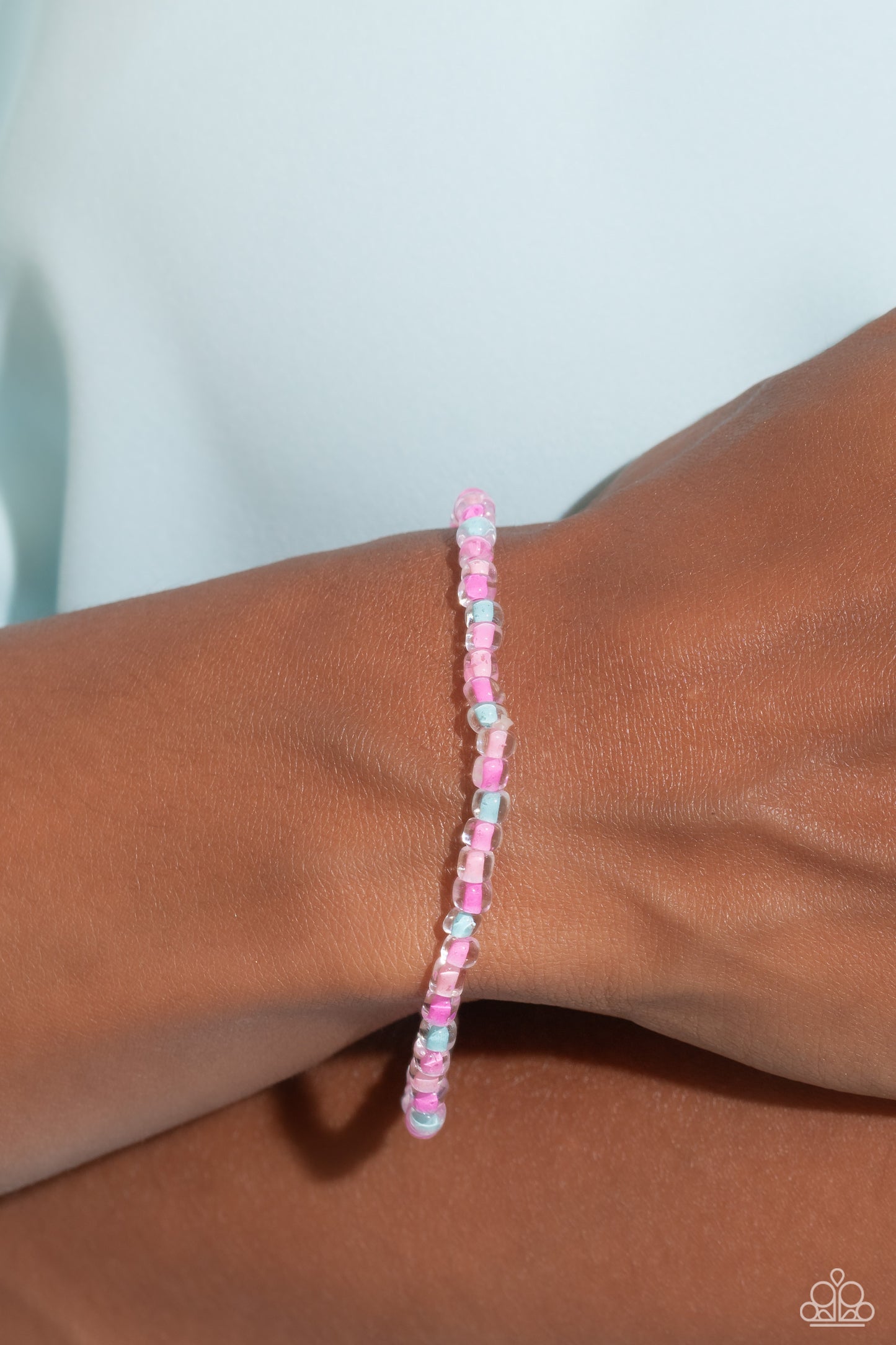 GLASS is in Session - Pink - Seed Bead Stretchy Bracelet - Paparazzi Accessories