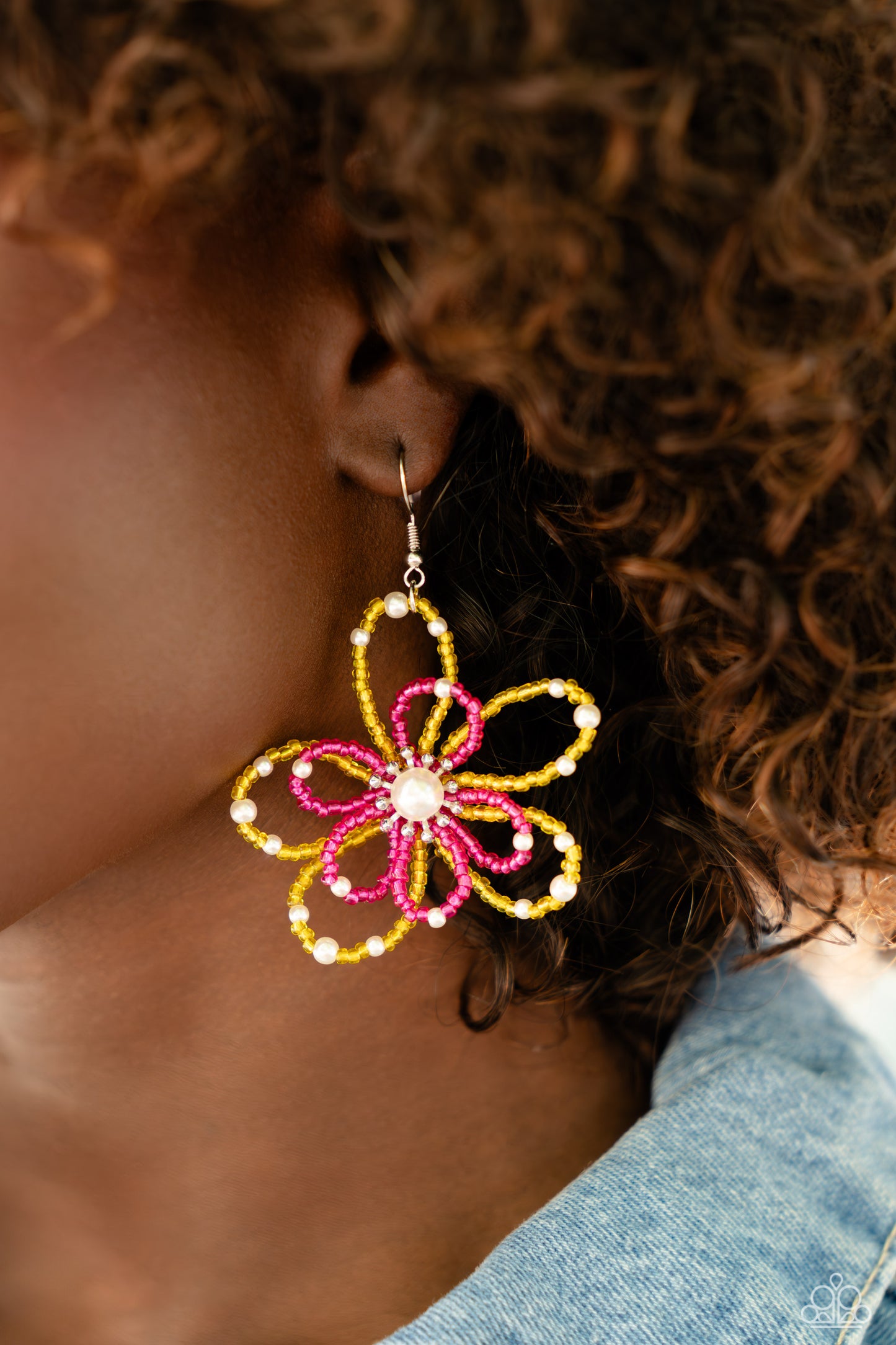 PEARL Crush - Yellow Seed Bead Flower Fishhook Earrings - Paparazzi Accessories