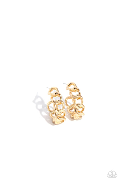 Casual Confidence - Gold Chain Hoop Earrings - Paparazzi Accessories