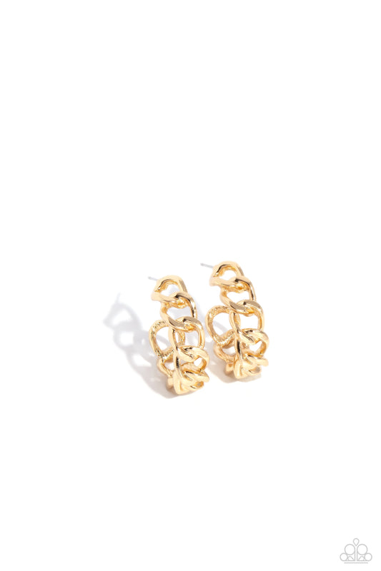 Casual Confidence - Gold Chain Hoop Earrings - Paparazzi Accessories
