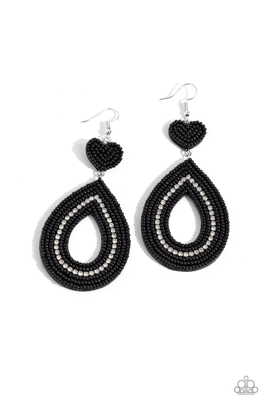 Now SEED Here - Black Seed Bead Fishhook Earrings - Paparazzi Accessories