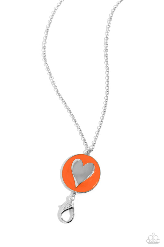 True to Your Heart - Orange - Lanyard Necklace - Paparazzi Accessories