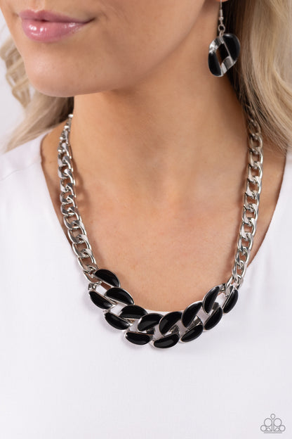 CURB Craze - Black Enamel Chain Necklace - Paparazzi Accessories