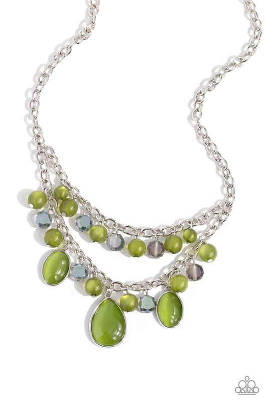 Dewy Disposition - Green Cats Eye Necklace - Paparazzi Accessories