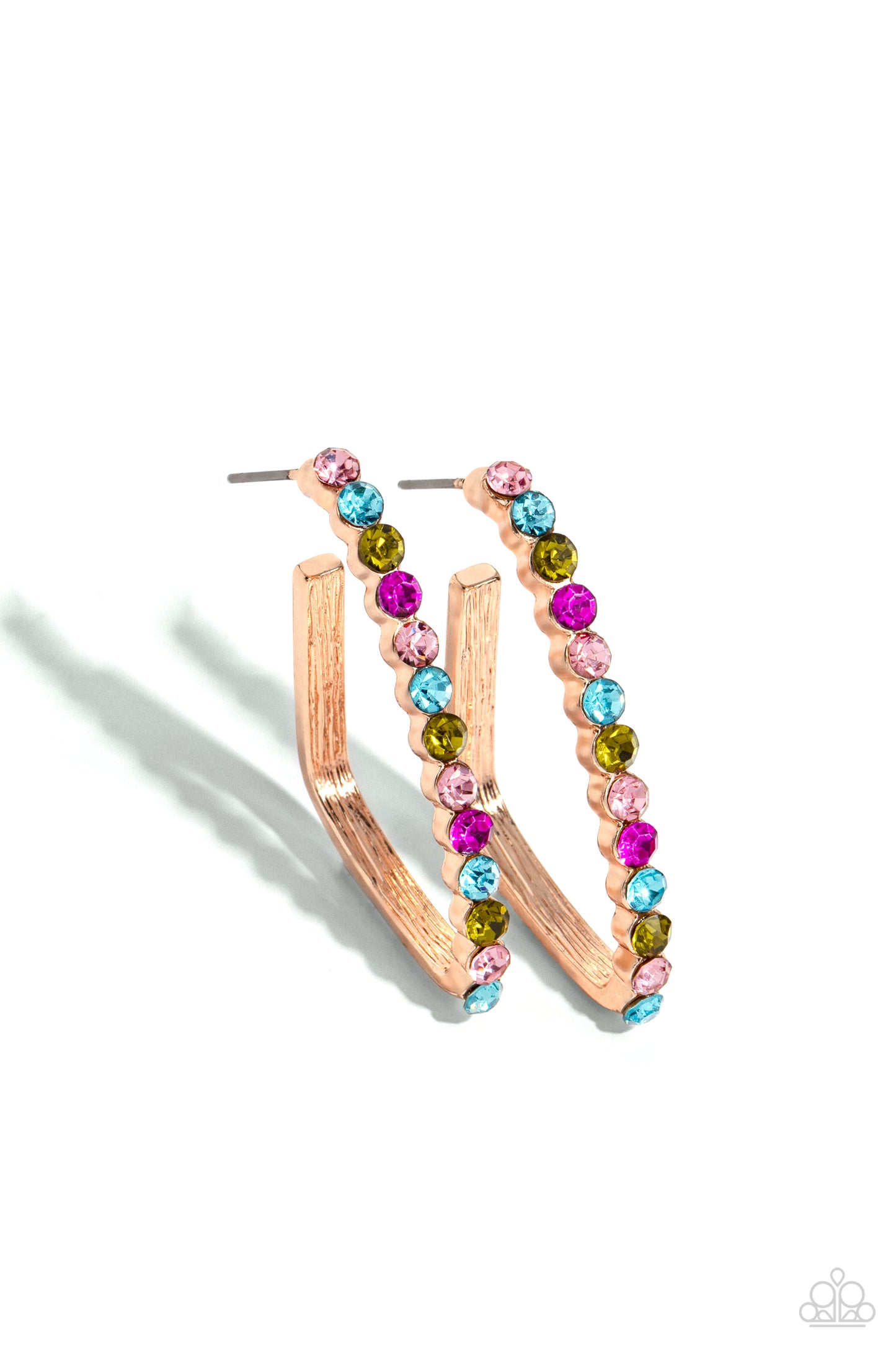 Triangular Tapestry - Rose Gold Hoop Earrings - Paparazzi Accessories