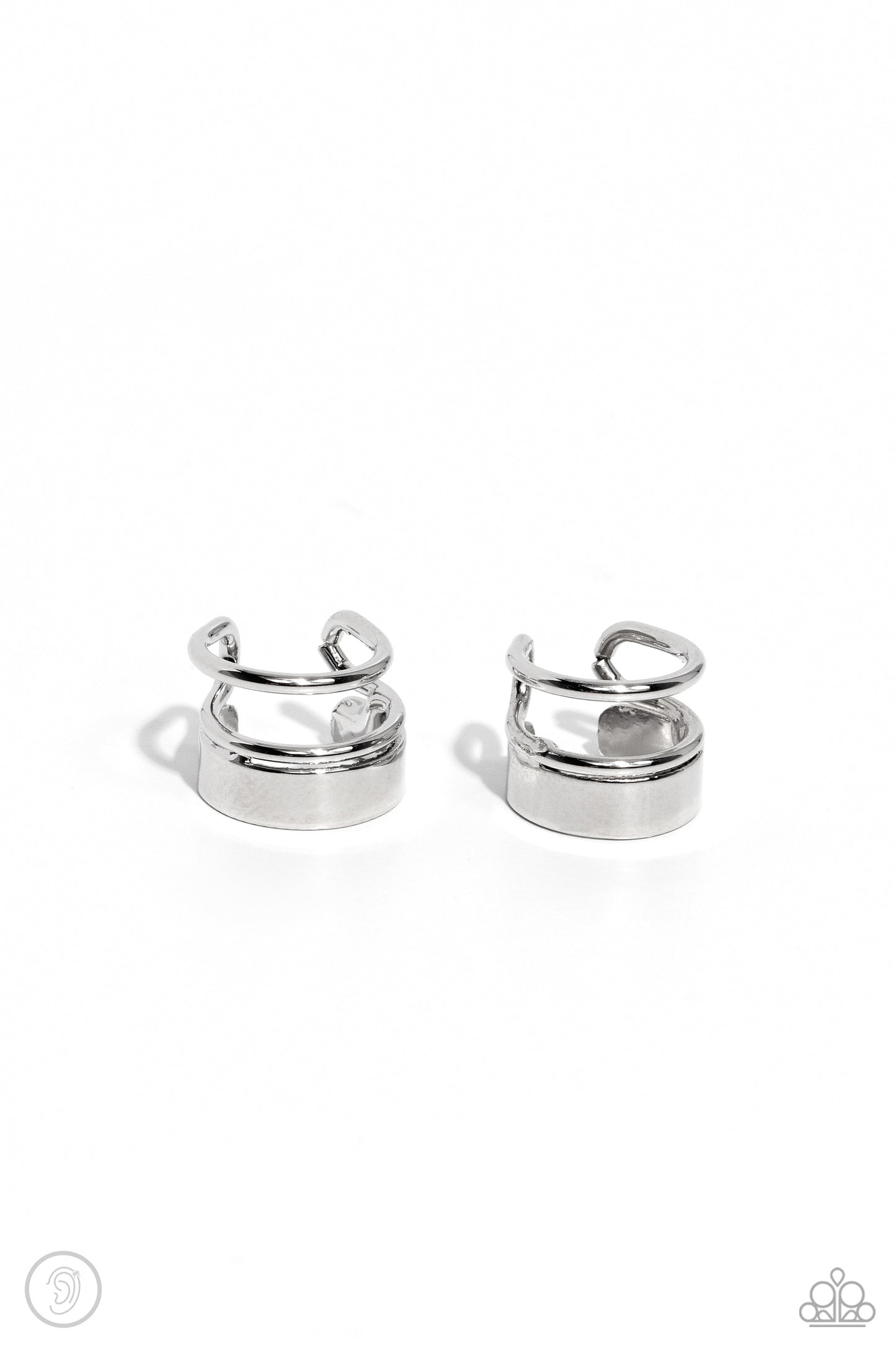 Never Look STACK - Silver Ear Cuff Earrings - Paparazzi Accessories