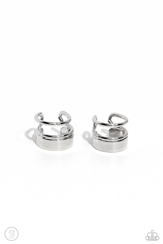Never Look STACK - Silver Ear Cuff Earrings - Paparazzi Accessories