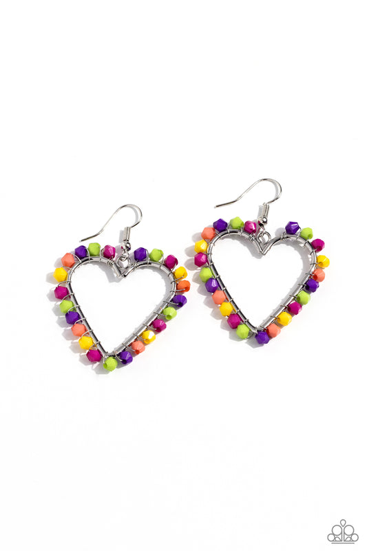 Fun-Loving Fashion - Multi Beaded Heart Earrings - Paparazzi Accessories